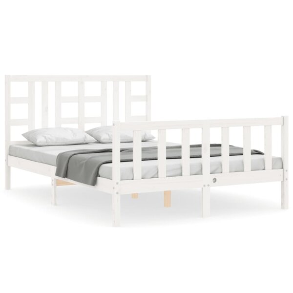 vidaXL Cadre de lit sans matelas blanc 140x190 cm bois de pin massif