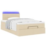 vidaXL Lit ottoman avec matelas et LED crème 120x190 cm tissu