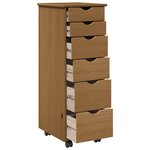 vidaXL Cabinet roulant avec roue Marron miel 34 x 39 x 93 5 cm