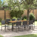 Ensemble de dîner de jardin 9 pièces en poly rotin noir de vidaXL