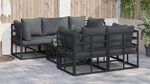 vidaXL Ensemble de canapé de jardin 6 Pièces Noir 70 x 70 x 32 cm
