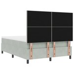 Lit Box Spring vidaXL avec Matelas & Lumière LED Gris Clair 140x190 cm Velours