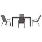 vidaXL Ensemble de salle à manger pour jardin 5 Pièces Gris et Noir