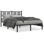 vidaXL Cadre de lit métal avec tête de lit noir 135x190 cm