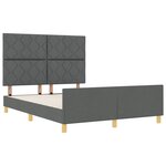 vidaXL Cadre de lit avec tête de lit Gris foncé 140 x 190 cm tissu
