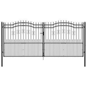 vidaXL Portail et sommet de lance Noir 406x223 cm Acier enduit poudre