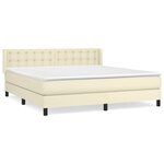 vidaXL Lit à sommier tapissier avec matelas Crème 180x200cm Similicuir