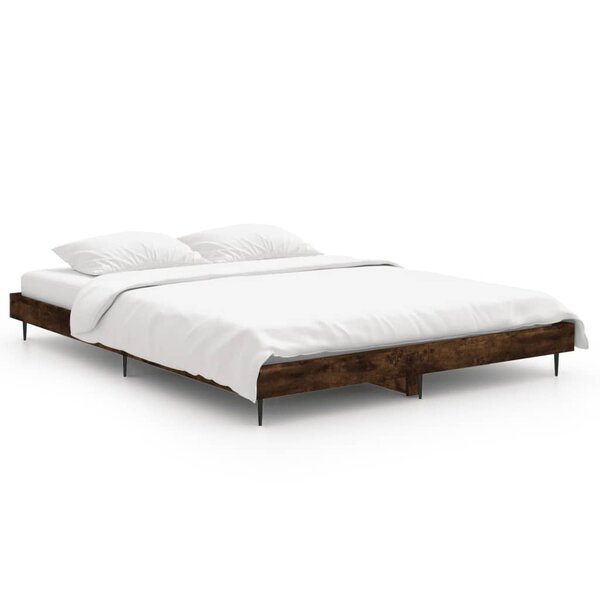 vidaXL Cadre de lit sans matelas chêne fumé 135x190 cm bois ingénierie