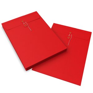 Lot de 10 enveloppes à soufflets à rondelle et ficelle rouge 324x229