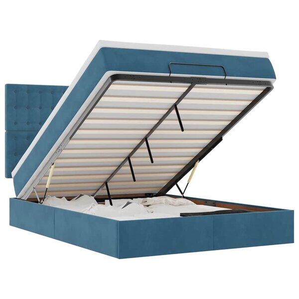 vidaXL Cadre de lit ottoman avec matelas bleu foncé 140x200 cm velours