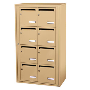 Bloc collectif leabox.com  2x4  grade 3  simple face  Intérieur  fixation murale  Beige RAL 1001 finition brillante