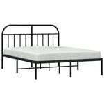 vidaXL Cadre de lit métal avec tête de lit noir 135x190 cm
