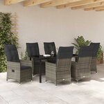vidaXL Ensemble de salle à manger pour jardin 7 Pièces Gris Poly rotin