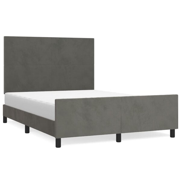 vidaXL Cadre de lit avec tête de lit Gris foncé 140x200 cm Velours