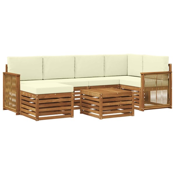 vidaXL Ensemble de canapé d'angle avec coussin 6 Pièces Naturel et Crème
