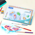 Crayons de couleur aquarellables mine épaisse Boite métallique 36 pièces + pinceau