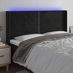 vidaXL Tête de lit à LED Noir 163x16x118/128 cm Velours