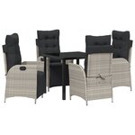 vidaXL Set de 5 pièces de salle à manger de jardin gris clair en poly rattan