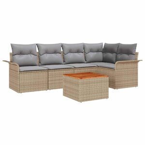 vidaXL Ensemble de canapé de jardin 6 Pièces Beige Poly rotin