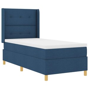 vidaXL Lit à ressorts avec matelas Bleu 140 x 200 cm tissu