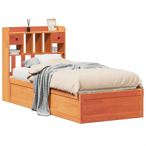 vidaXL Cadre de lit sans matelas cire marron 90x190 cm bois pin massif