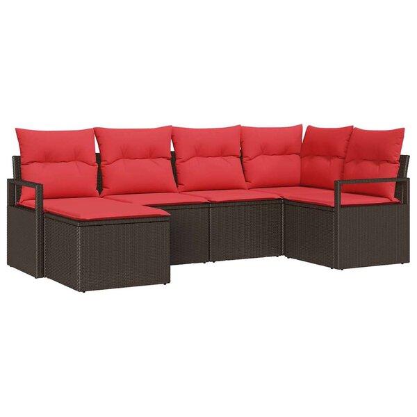 vidaXL Ensemble de Canapés avec coussin 6 Pièces Marron polyrotin