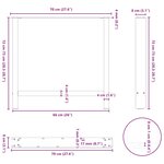 vidaXL Pieds de table à manger Noir 2 pièces 70 x (72-73) cm Acier