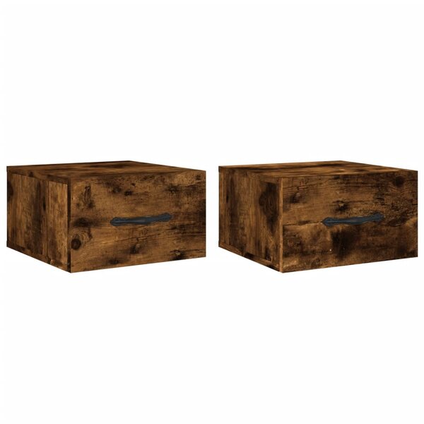 vidaXL Tables de chevet murales 2 Pièces chêne fumé 35x35x20 cm