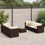 vidaXL Salon de jardin avec coussins 7 Pièces marron résine tressée