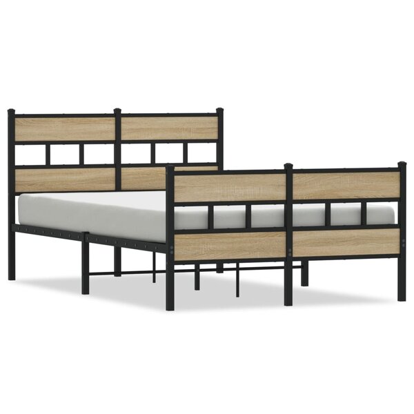 vidaXL Cadre de lit en métal sans matelas chêne sonoma 120x190 cm