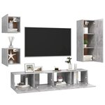 vidaXL Ensemble de meubles TV 5 Pièces Gris béton Bois d'ingénierie