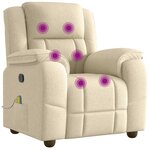 vidaXL Fauteuil de massage inclinable Crème Tissu
