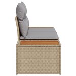 Sofa de jardin 2 places avec rangement et coussins beige en poly rotin