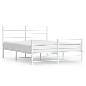 vidaXL Cadre de lit métal sans matelas et pied de lit blanc 140x200 cm