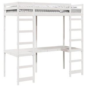vidaXL Cadre de lit mezzanine Blanc 80 x 200 cm Pin massif