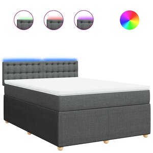 vidaXL Sommier à lattes de lit avec matelas Gris foncé 160x200cm Tissu