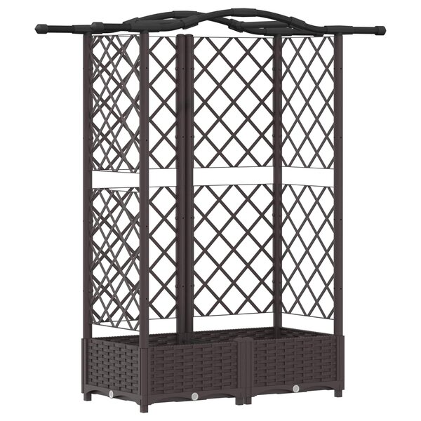 vidaXL Lit Élevé avec Treillis et Toit Marron 124 x 40 x 123 cm PP