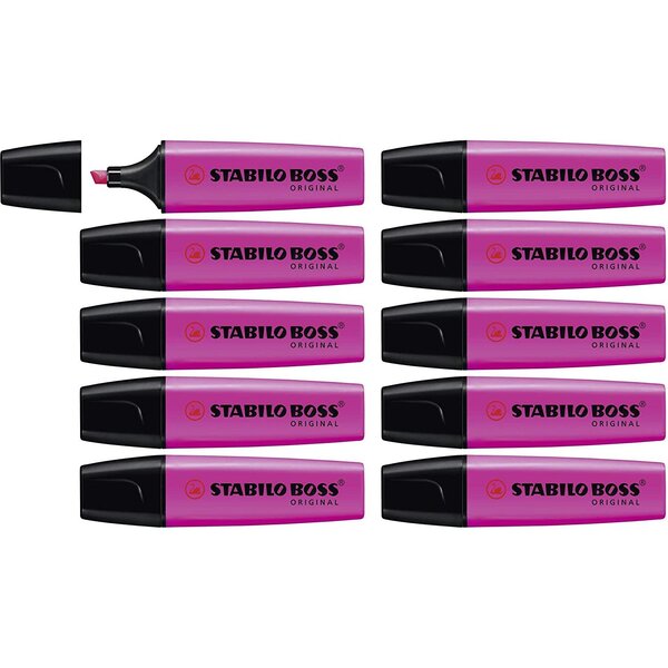 Surligneur BOSS ORIGINAL Rechargeable Pointe Biseautée 2-5 mm Lilas x 10 STABILO