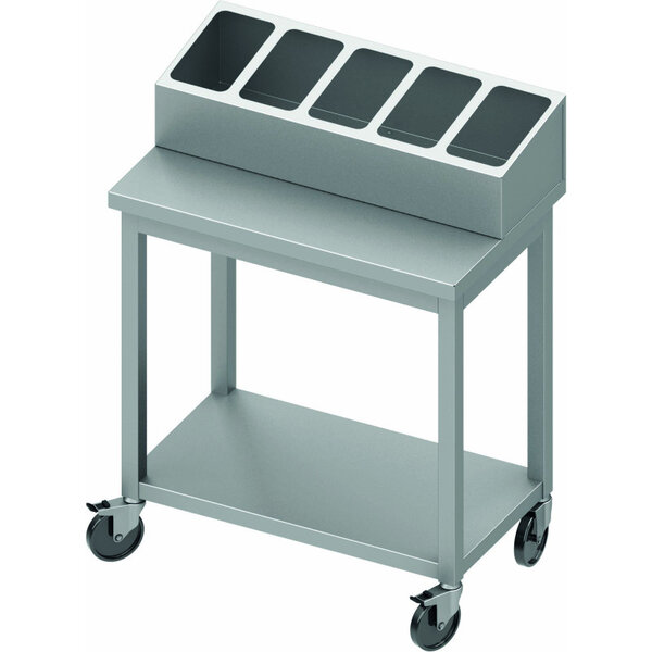Chariot inox - bac gn 1/4 - stalgast - soudée - inox 817x500
