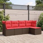 vidaXL Salon de jardin avec coussins 5 Pièces marron résine tressée