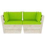 vidaXL Canapé palette à 2 places de jardin avec coussins Bois d'épicéa