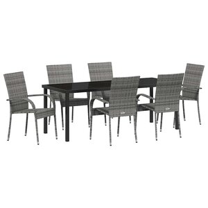 vidaXL Ensemble de salle à manger pour jardin 7 Pièces Gris