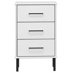 vidaXL Table de chevet avec pieds en métal Blanc Bois pin massif OSLO