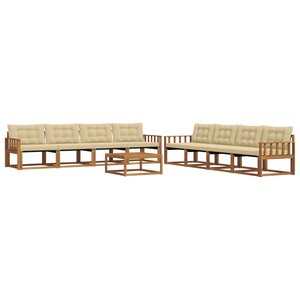 vidaXL Ensemble de canapés d'extérieur 9 Pièces Naturel et Beige