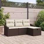 vidaXL Ensemble de canapé de jardin 4 Pièces Marron Poly rotin