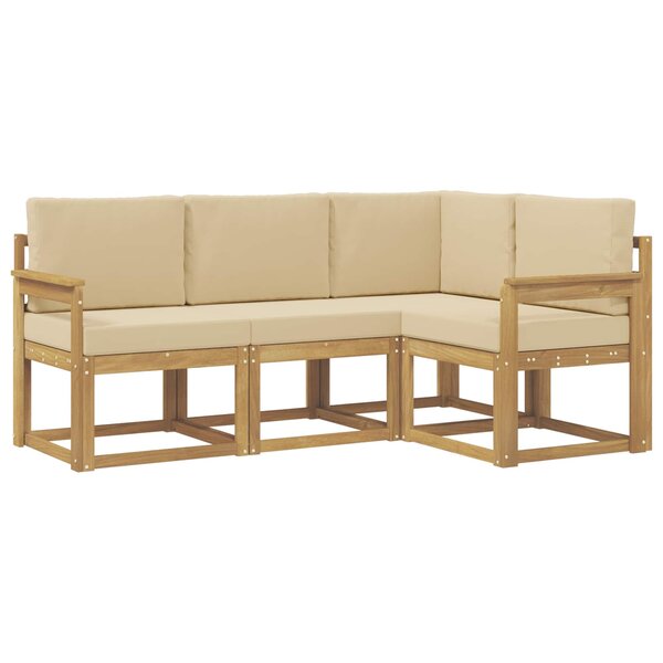 vidaXL Ensemble de canapés d'extérieur 4 pc Blanc et Beige