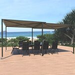 Gibara - Pergola coulissante avec roues 5,5x2,5M - Gris & taupe