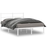 vidaXL Cadre de lit métal avec tête de lit blanc 140x190 cm