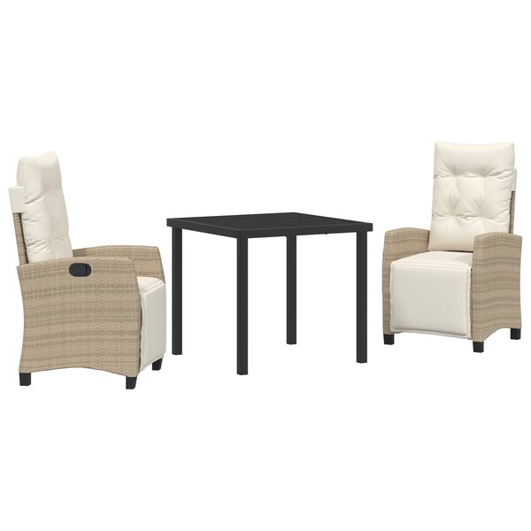 vidaXL Ensemble de salle à manger de jardin 3 pièces en rotin synthétique beige