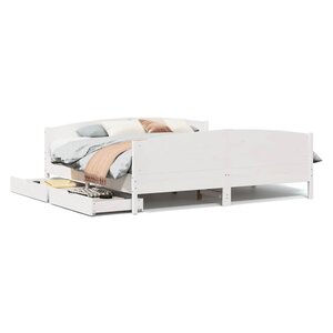 vidaXL Cadre de lit sans matelas blanc 200x200 cm bois massif de pin